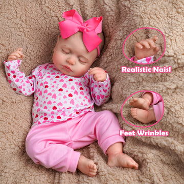 Babeside Lucy 20'' Adorable Reborn Baby Doll Sleeping Girl Pink Suit