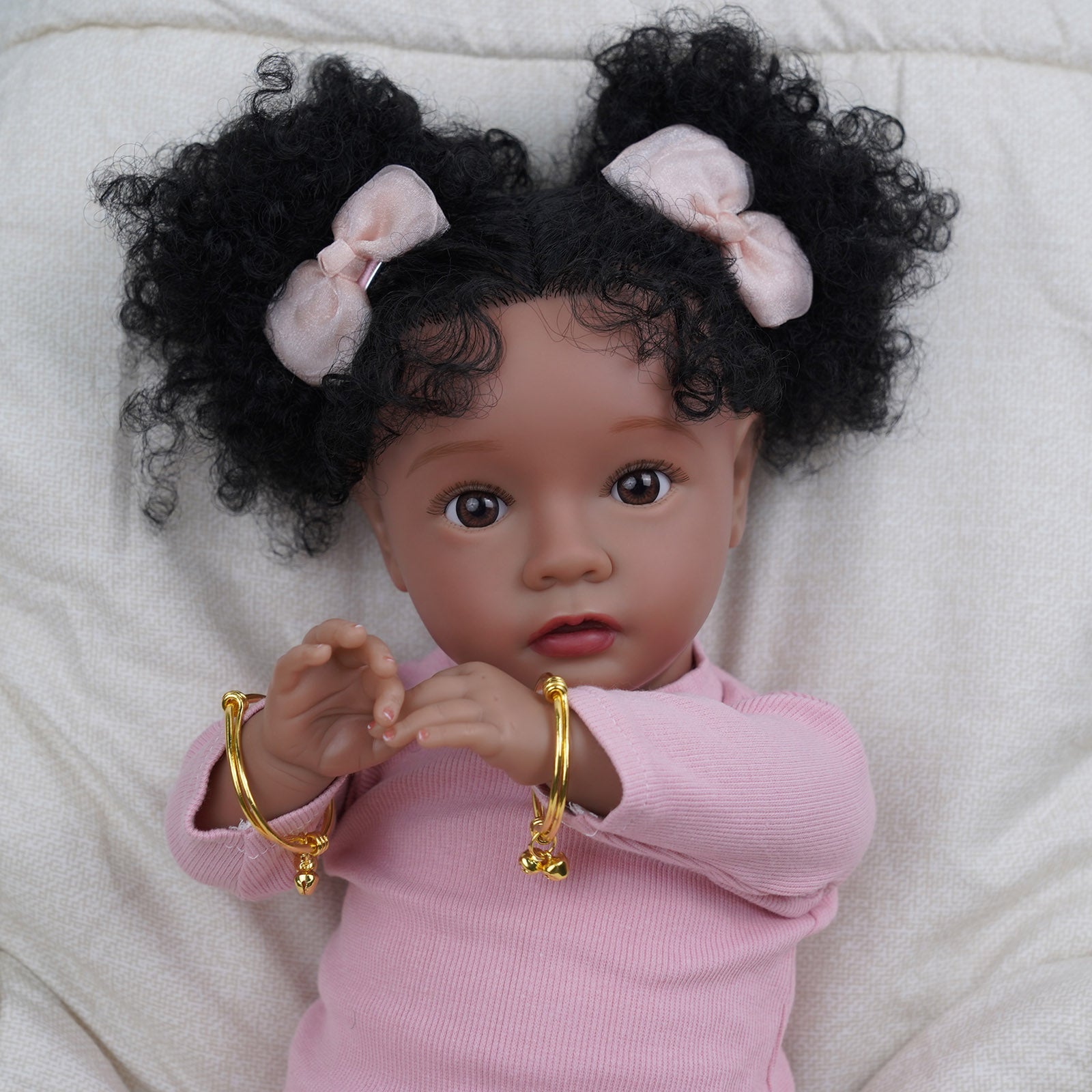 Babeside Daisy 20'' The Pink Mood African American Princess with Heartbeat Coos and Breath