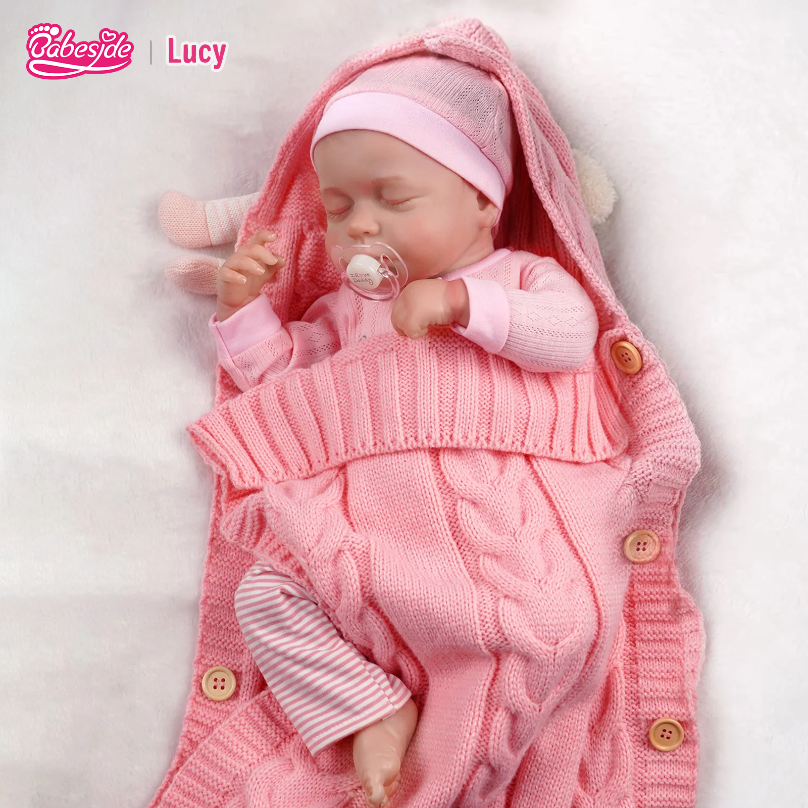 Babeside Lucy 20'' Sleeping Infant Baby Girl with Heartbeat Coos and Breath