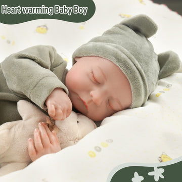 Babeside Noah 20" Adorable Reborn Baby Doll Green Suit Sleeping Infant Boy with Heartbeat Coos and Breath