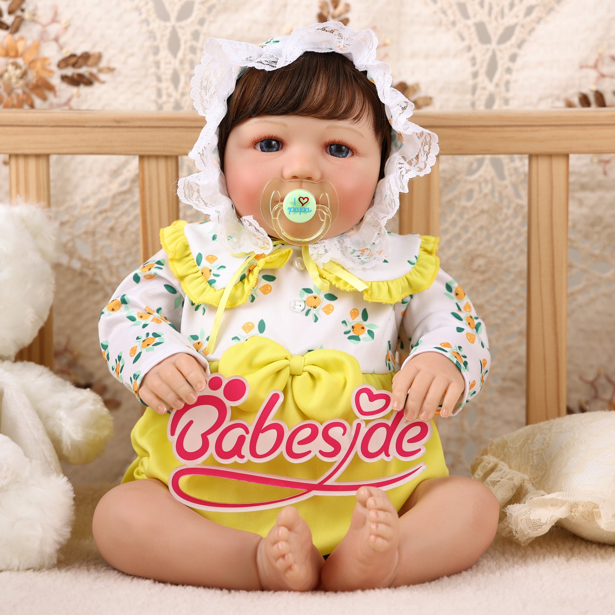 Babeside 20'' Reborn Baby Doll Girl Helen with Short Brown Hair