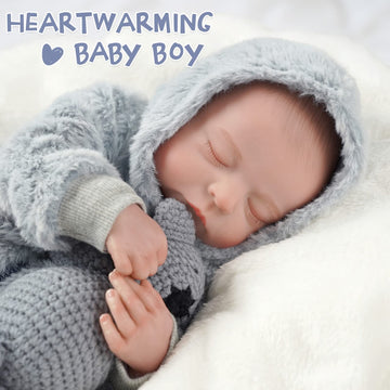 Babeside Noah Realistic 20" Infant Truly Reborn Baby Doll Boy Grey Sweater