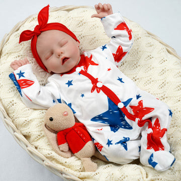 Babeside Real Lifelike Asleep Super Realistic Babies 17'' Cutest Newborn Baby Girls Doll Twinnie Looks Real