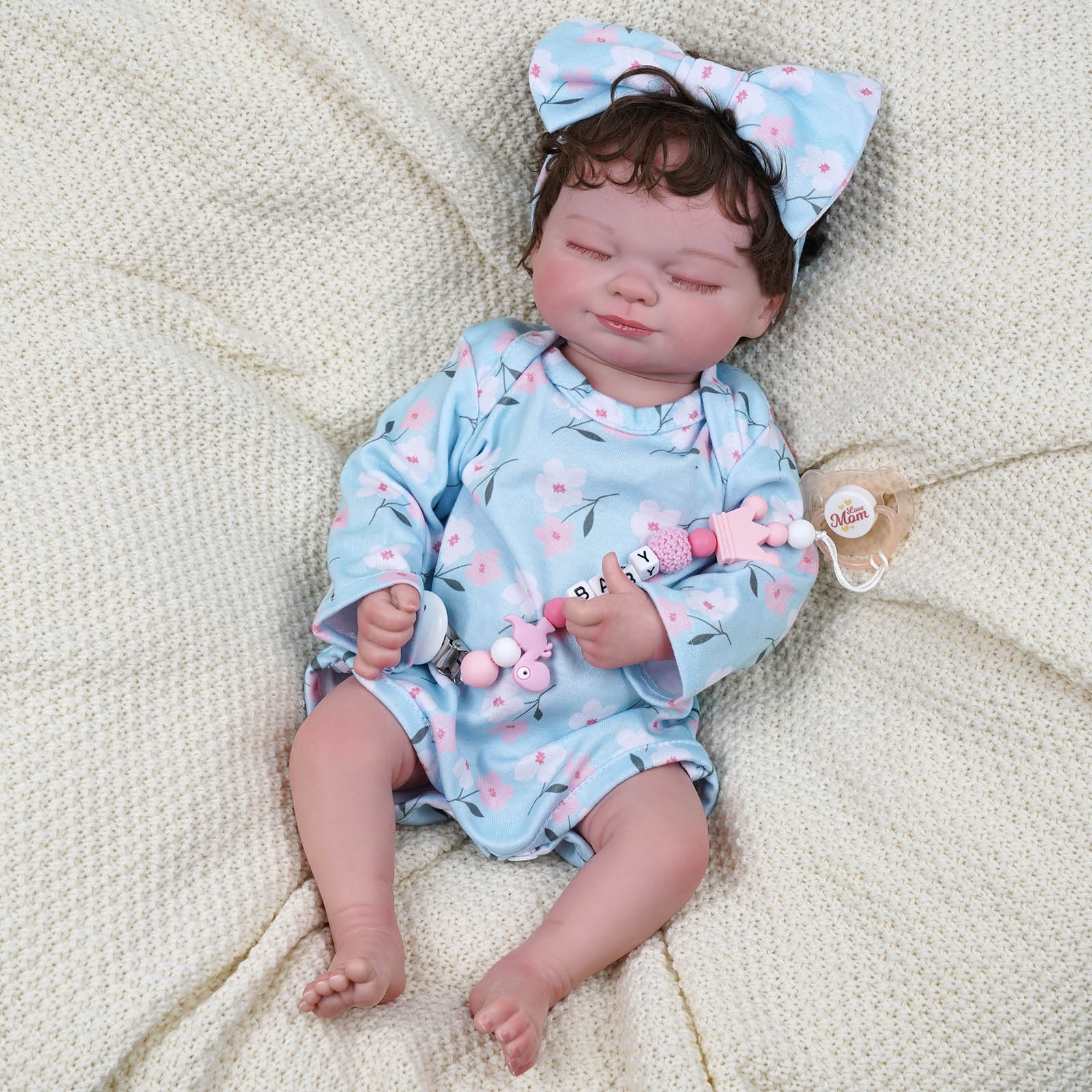 Babeside 17" Realistic Reborn Infant Chubby Cheek Face Baby Doll Girl Skylar with Washable Body for Pleased Bathing