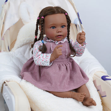 Babeside Stella 20'' African American Reborn Girl Baby Dolls - Real Life Poseable Toddler Baby Dolls